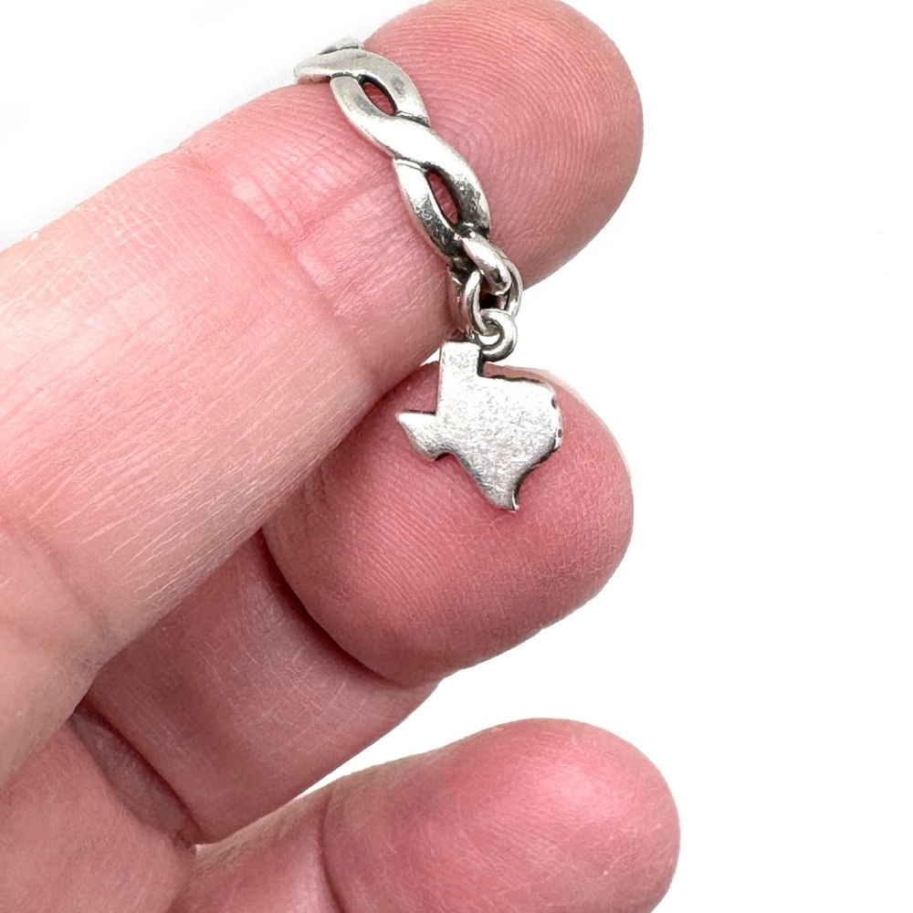 Vintage James Avery Sterling Silver Texas Charm Ring Braided Band Size 4 1/2 - Picture 6 of 8